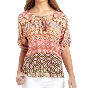 Rebecca minkoff Astor silk okay geometric blouse